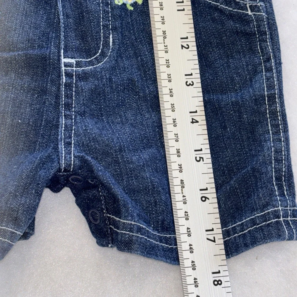 B.T. Kids Soft Denim Blue Shortalls Baby Size 3-6 Mths Vintage‎ 90's Reptiles